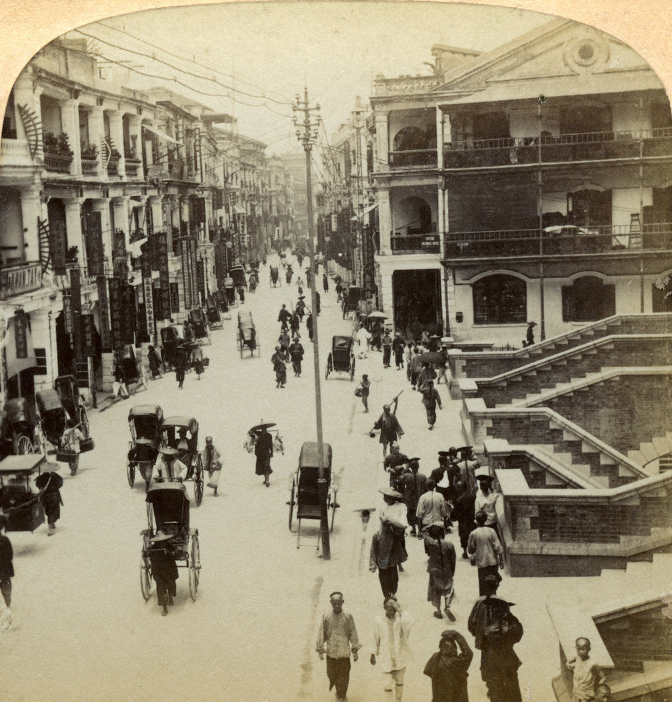 Detail of Queen Street, Hong Kong, China by Strohmeyer and Wyman