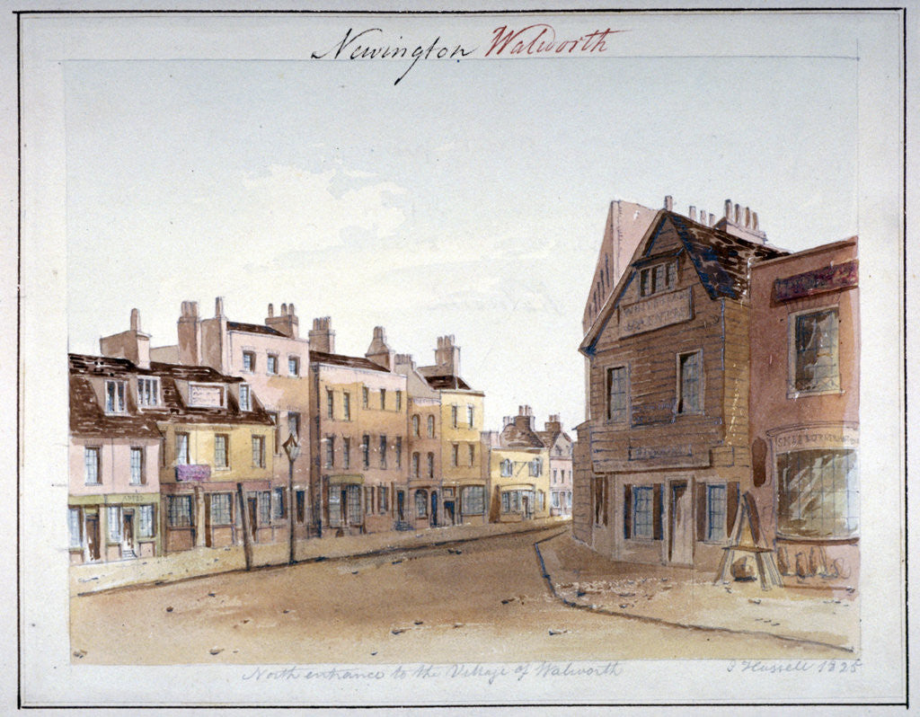 Detail of View of Walworth village, Southwark, from the north entrance, London by John Hassell