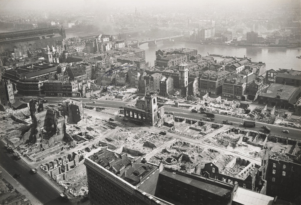 Detail of View from St Paul's Cathedral towards Southwark Bridge, London, World War II by Anonymous