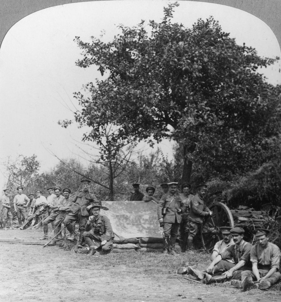 Detail of A battery of Royal Field Artillery enjoying a few hours rest in a wood, World War I by Realistic Travels Publishers