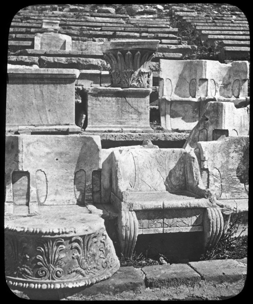 Detail of Throne of the priest, Temple of Dionysus, Athens, Greece by Anonymous