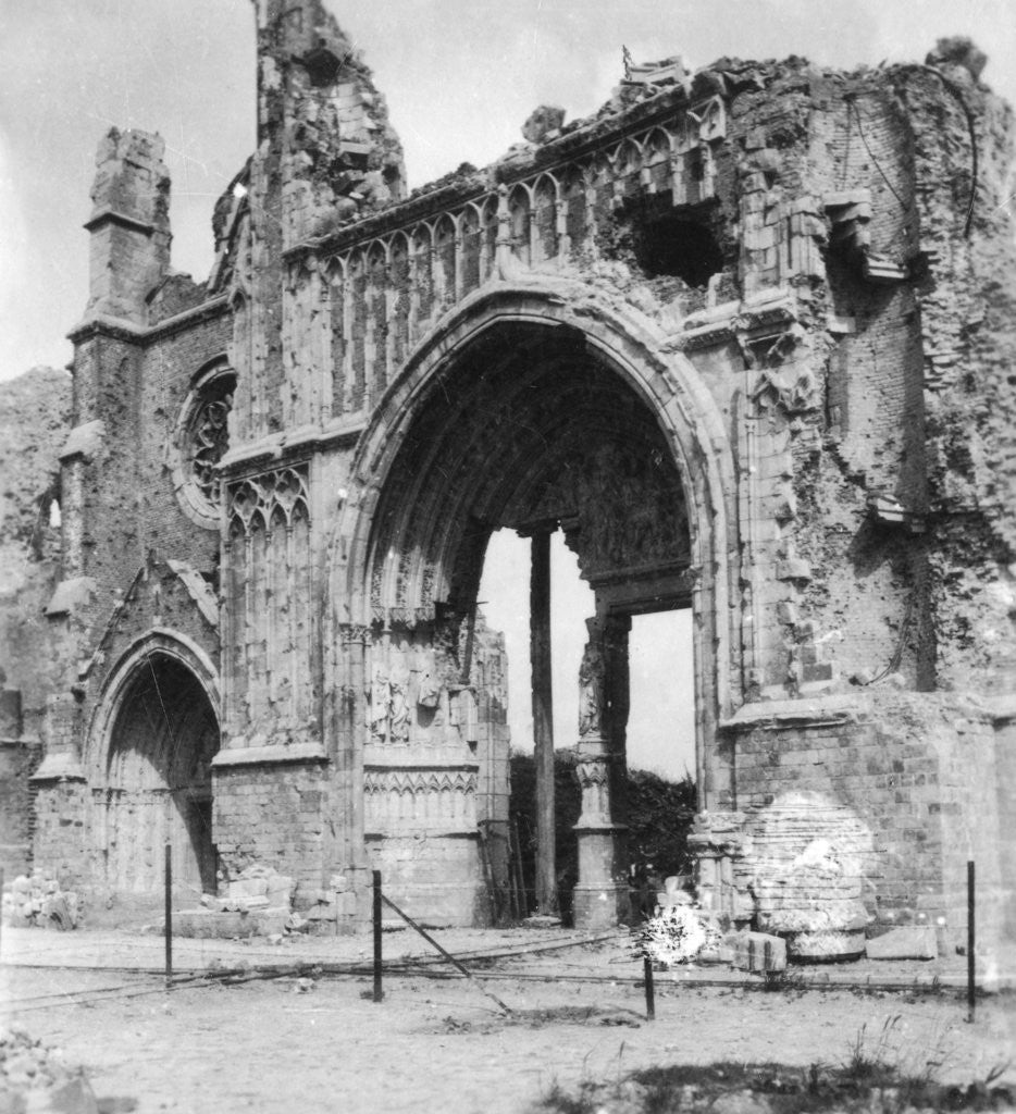 Detail of Ruins of the cathedral, Ypres, Belgium, World War I by Nightingale & Co