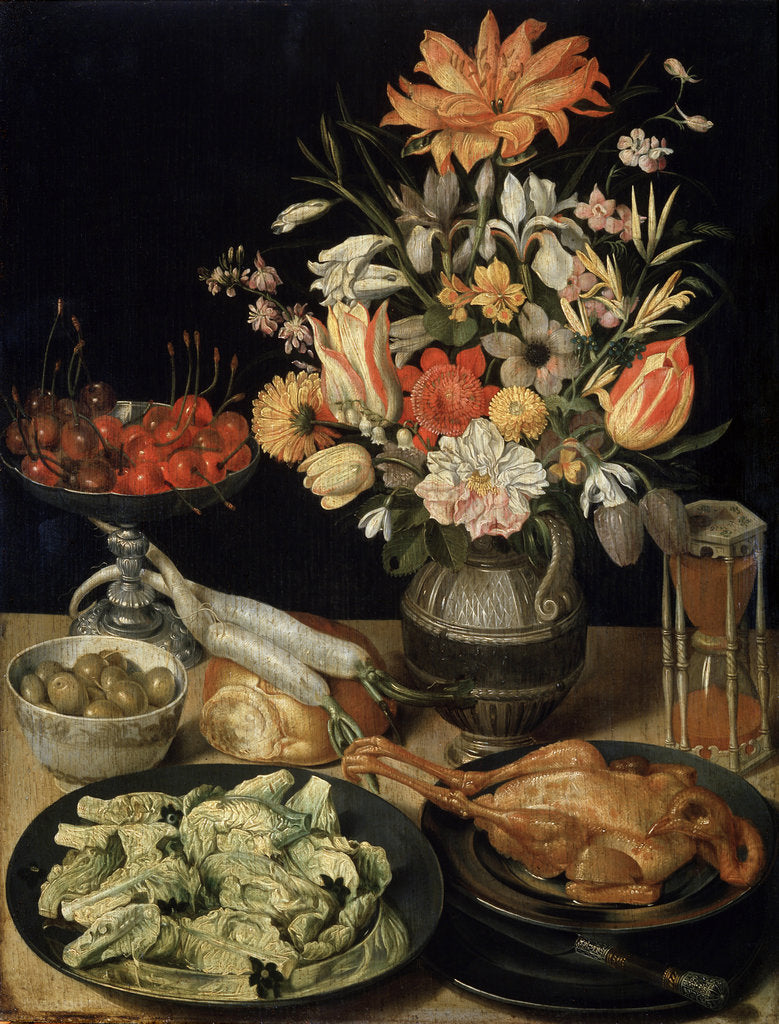 Detail of Still Life with Flowers and Snack, c1630-c1635 by Georg Flegel