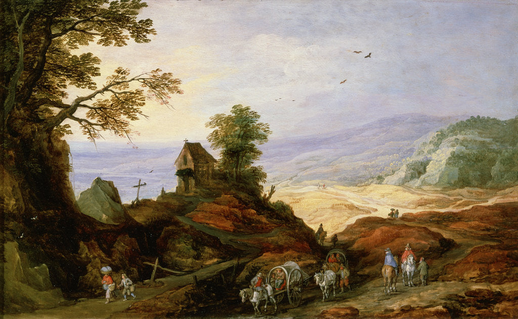 Detail of Landscape with a Chapel on a Hill, late 16th or 17th century by the younger Joos de Momper