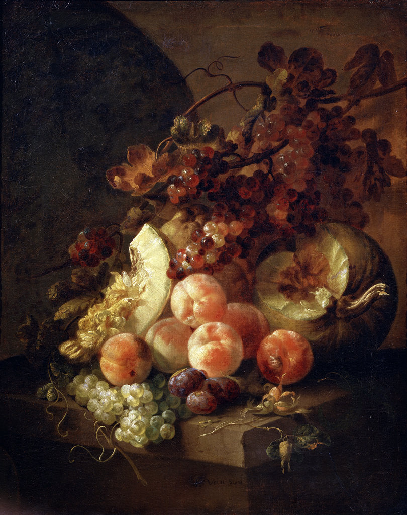 Detail of Still Life with Peaches, late 17th or early 18th century. by Jan Frans van Son