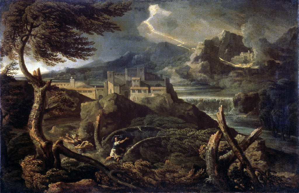 Detail of Landscape with Lightning, 1660s by Gaspard Dughet