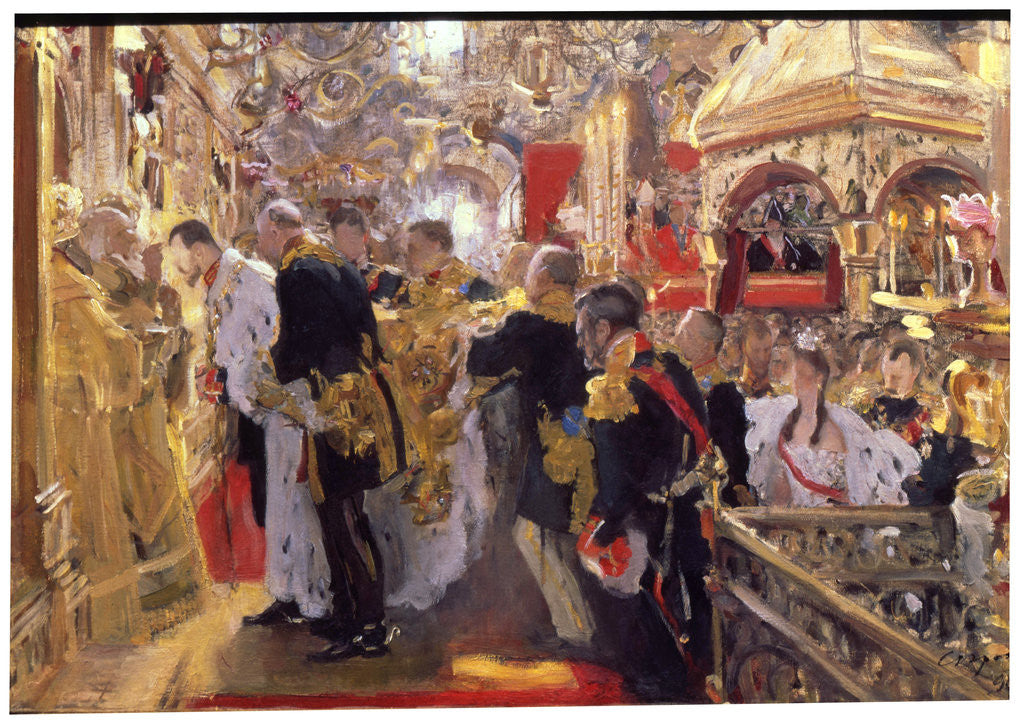 Detail of The Coronation of Emperor Nicholas II in the Assumption Cathedral by Valentin Serov