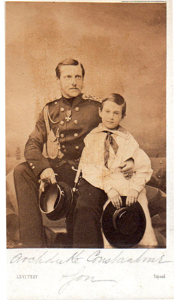 Detail of Portrait of Grand Duke Constantin Nikolaevich of Russia with son Nicholas Constantinovich (1850?1918), c. 1858 by Anonymous