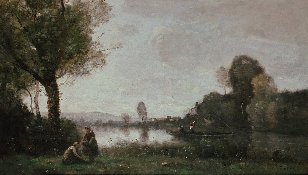 Detail of Seine Landscape near Chatou, 1885 by Jean-Baptiste Camille Corot