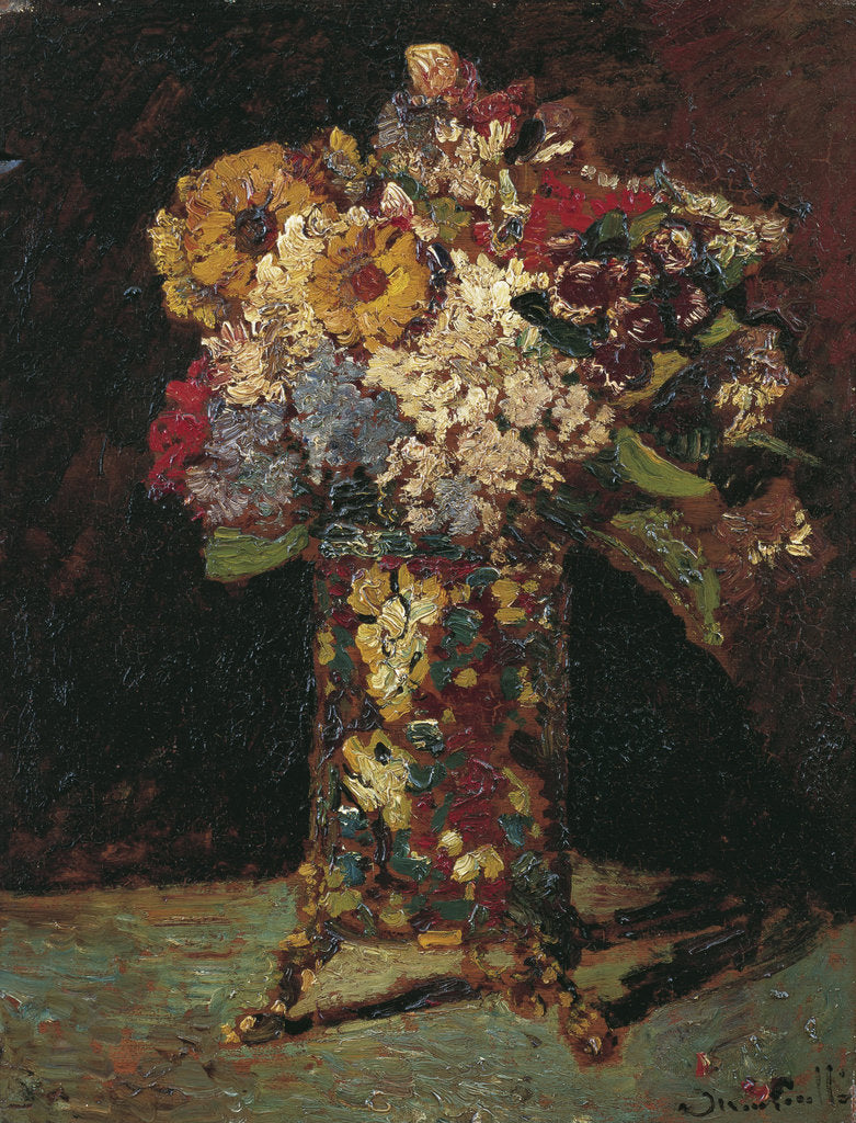 Detail of Flower still life, 1875 by Adolphe-Thomas-Joseph Monticelli