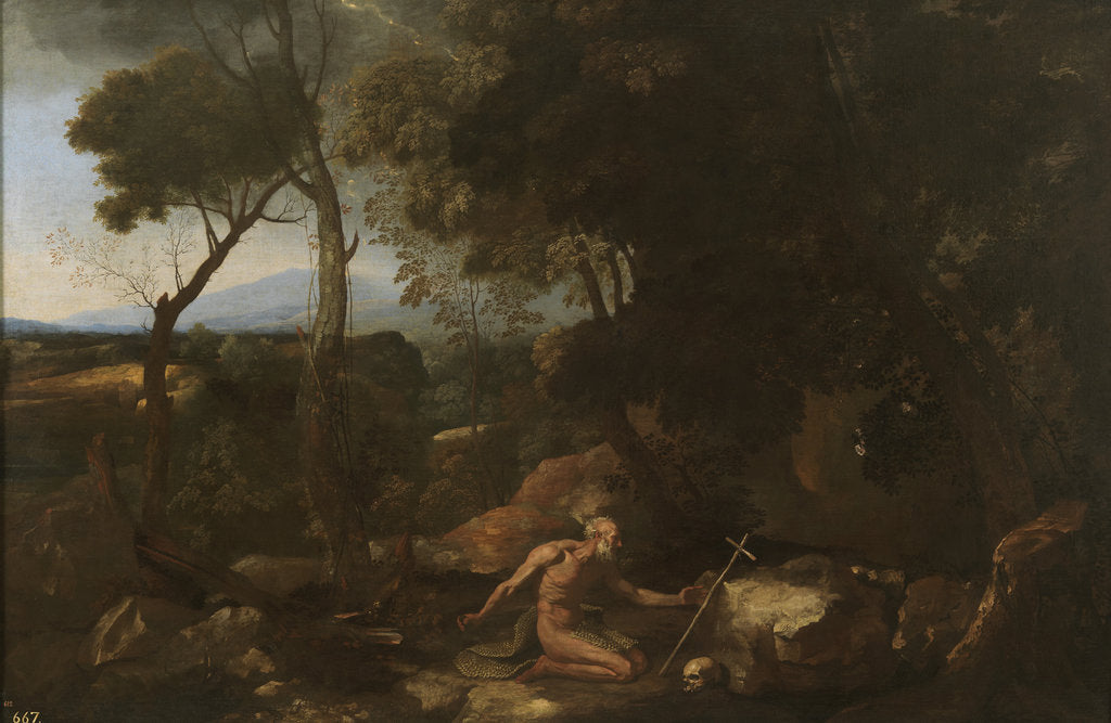 Detail of Landscape with Saint Paul the Hermit, 1638 by Nicolas Poussin