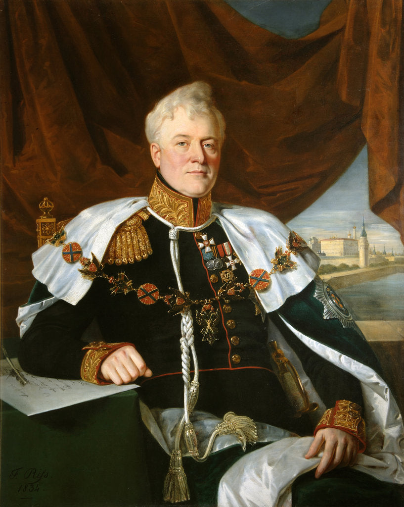 Detail of Portrait of Prince Dmitriy Vladimirovich Golitsyn, 1835 by François Nicolas Riss