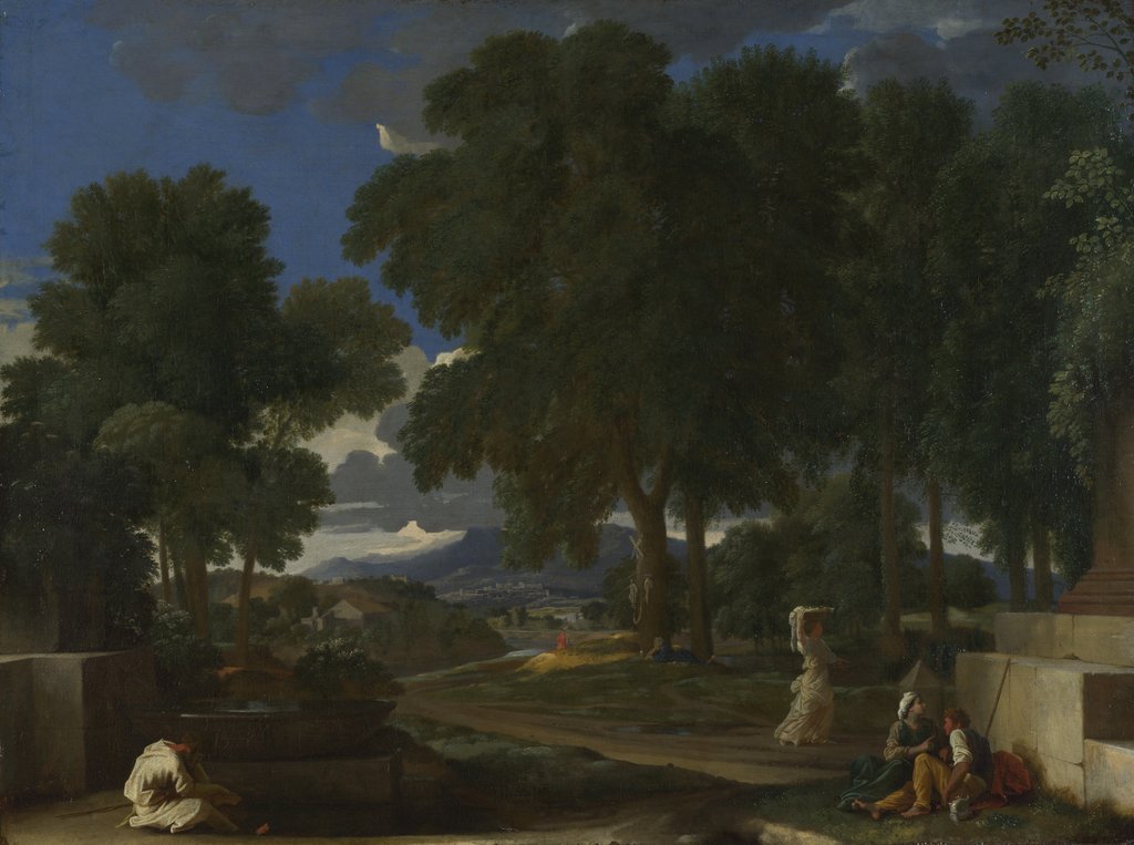 Detail of Landscape with a Man washing his Feet at a Fountain, 1648 by Nicolas Poussin