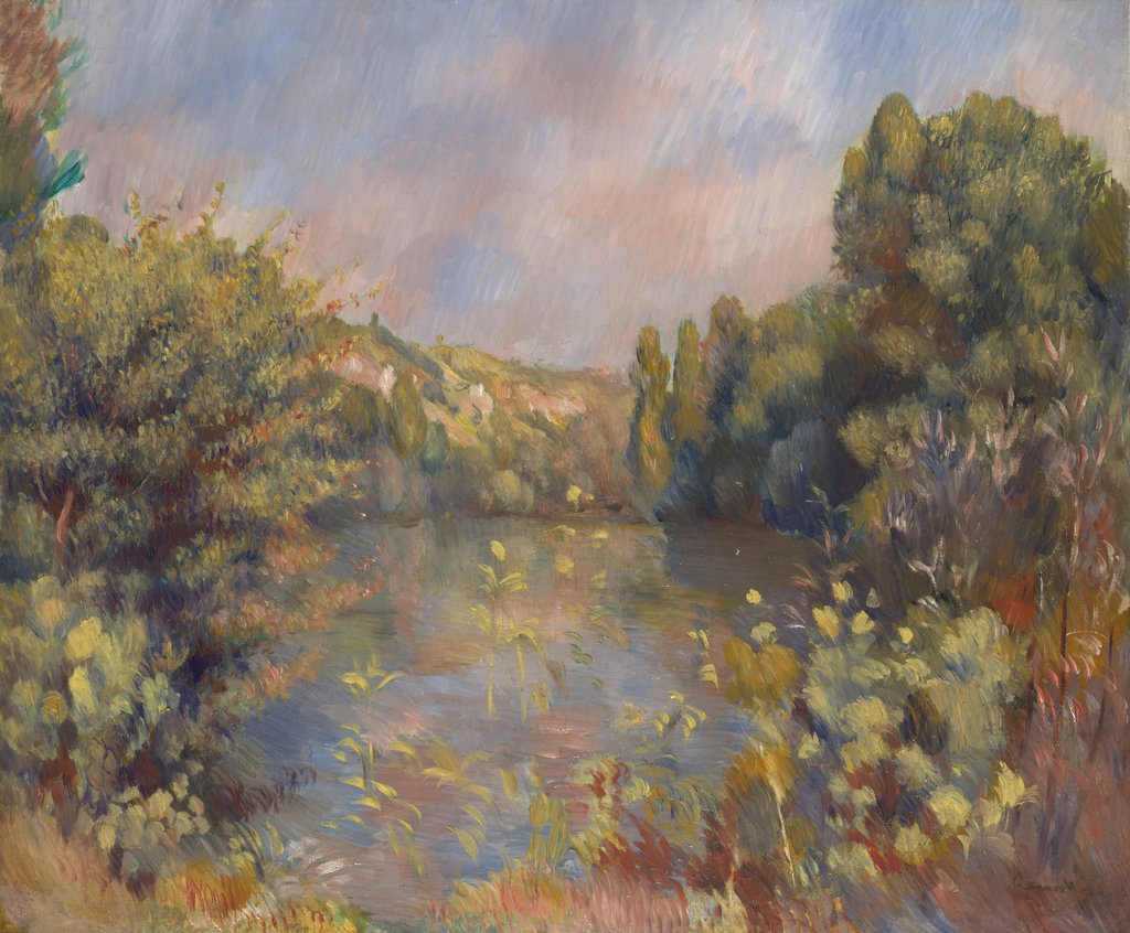 Detail of Lakeside Landscape, c. 1889 by Pierre Auguste Renoir