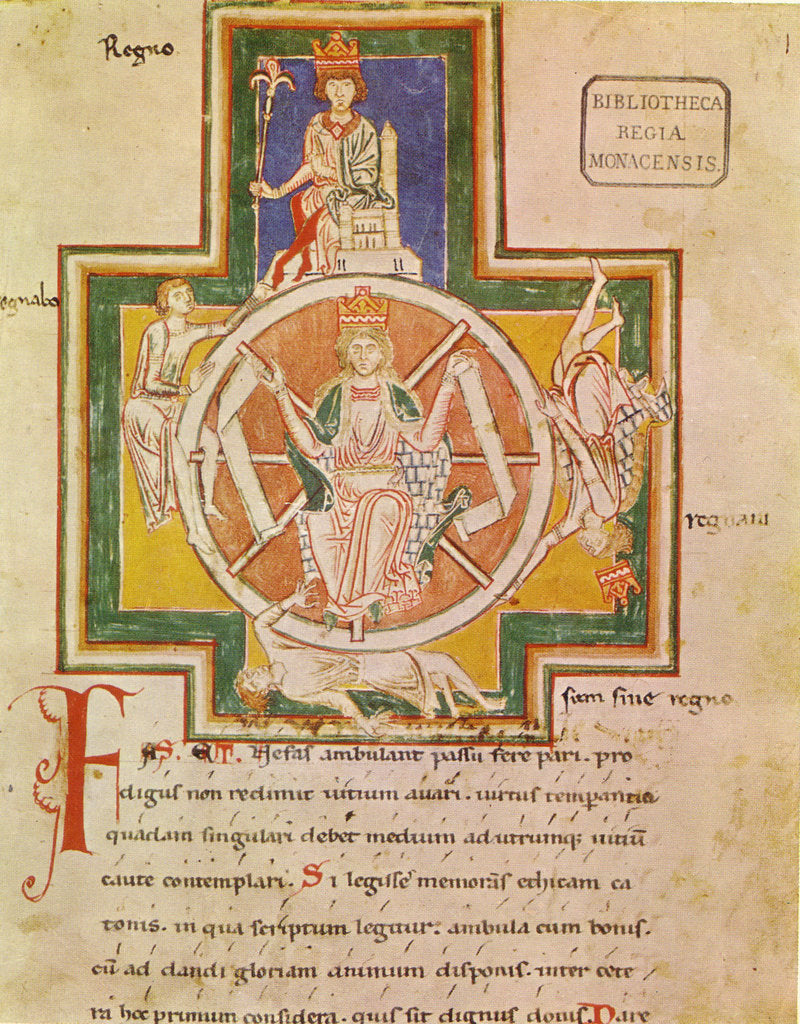 Detail of The Wheel of Fortune (Rota Fortunae) from Carmina Burana, ca 1230 by Anonymous