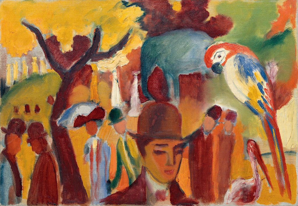 Detail of Small Zoological Garden in Brown and Yellow, 1912 by August Macke