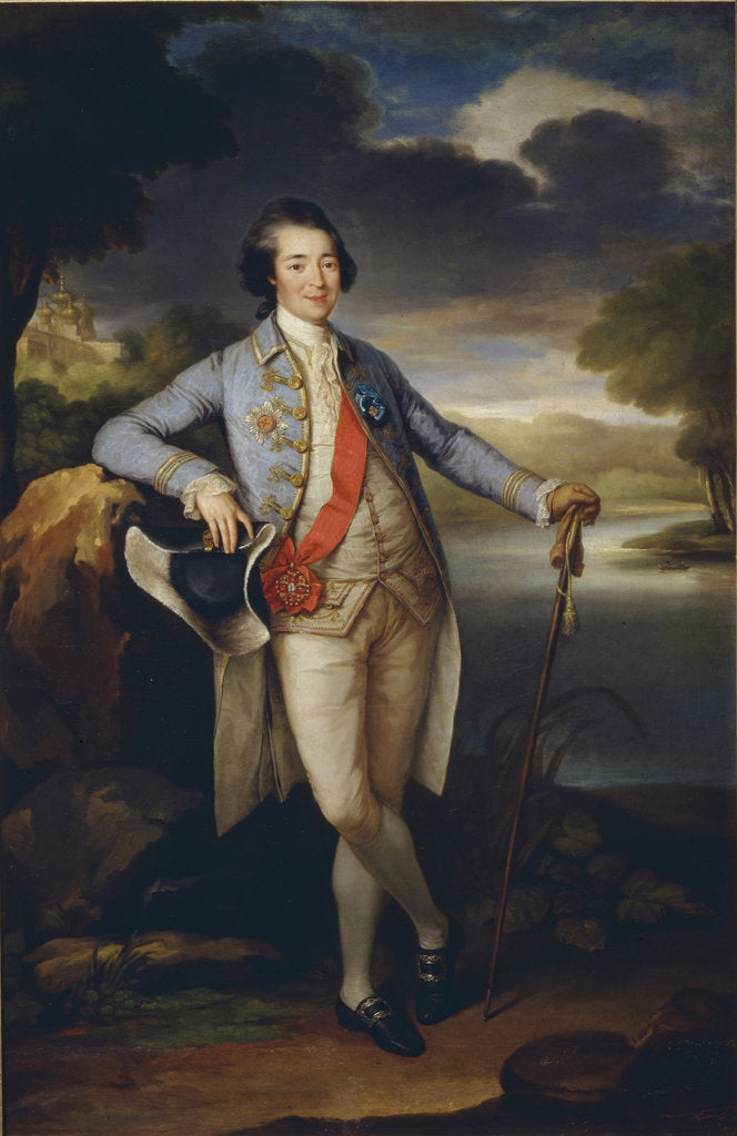 Detail of Portrait of Prince Alexander Kurakin, c. 1780 by Richard Brompton