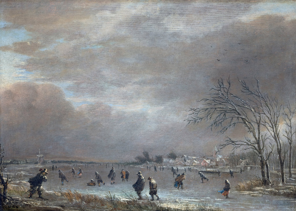 Detail of Winter Landscape with Skaters on a Frozen River by Aert van der Neer