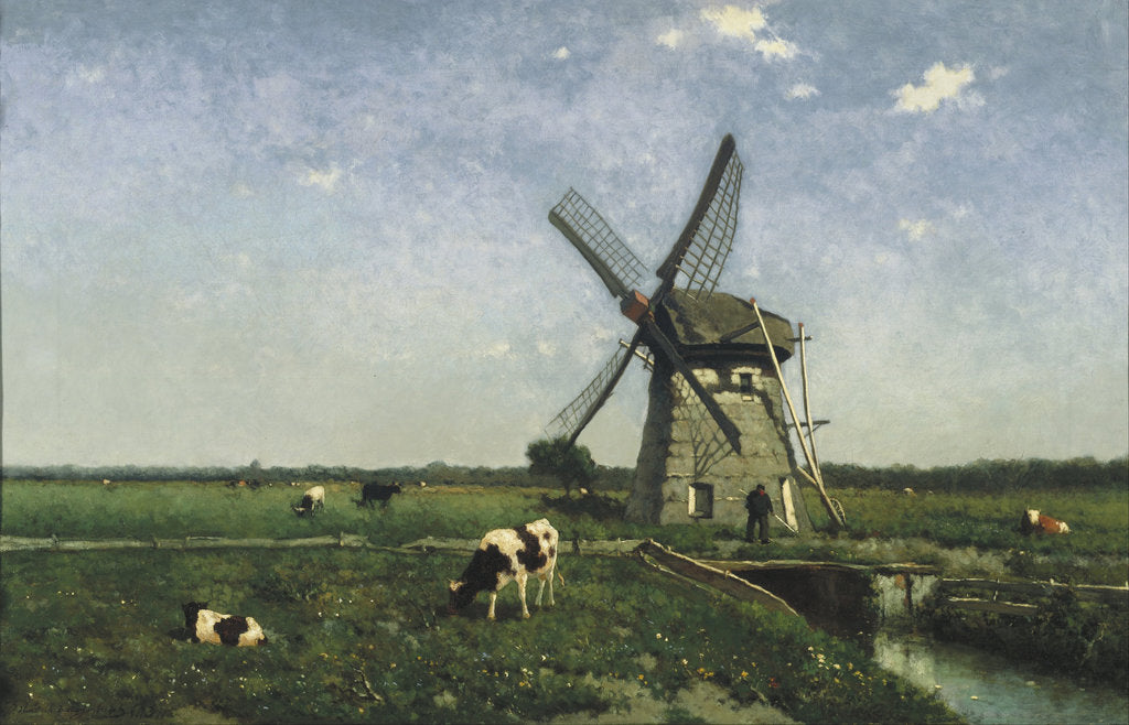 Detail of Landscape with Windmill near Schiedam, 1873 by Hendrik Johannes Weissenbruch