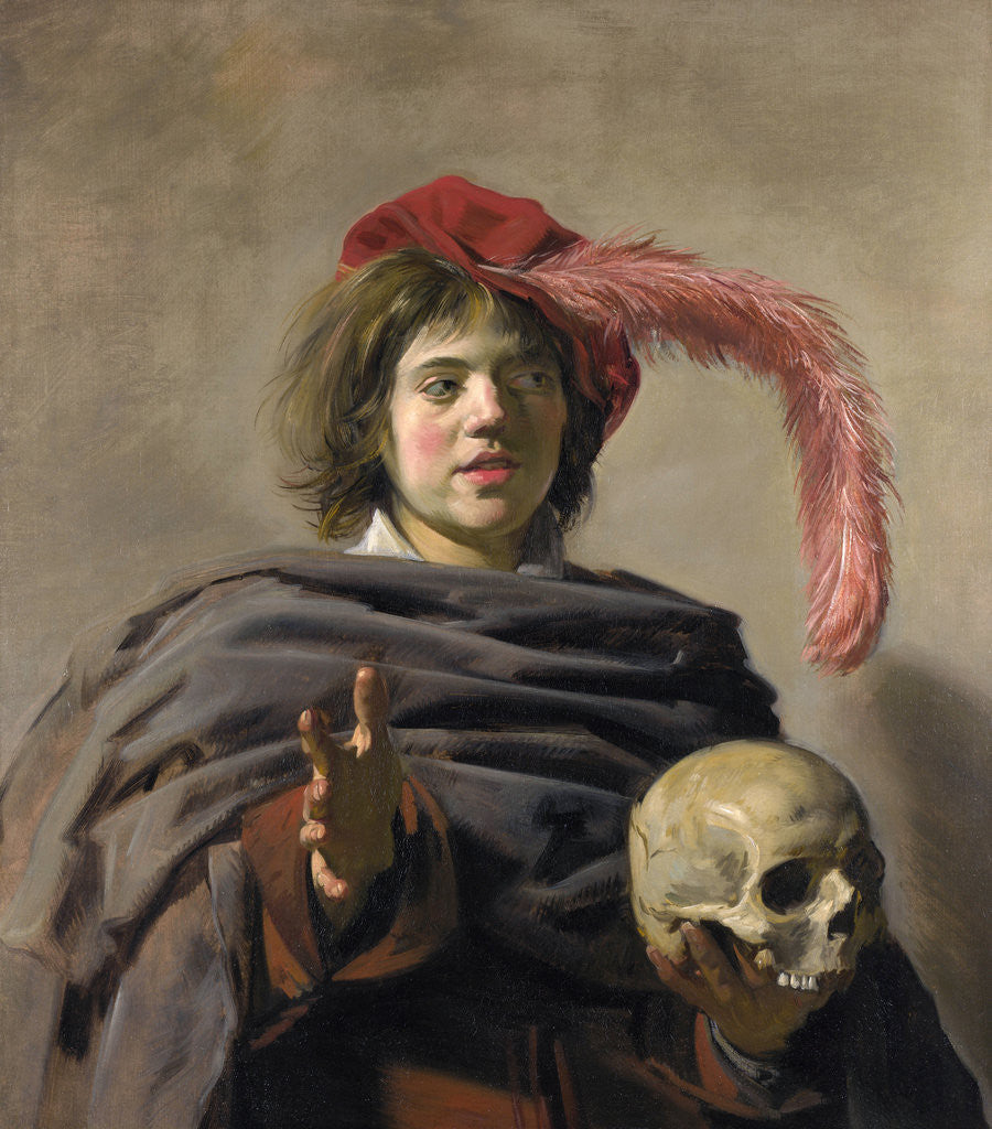 Detail of Young Man holding a Skull (Vanitas) by Frans Hals I