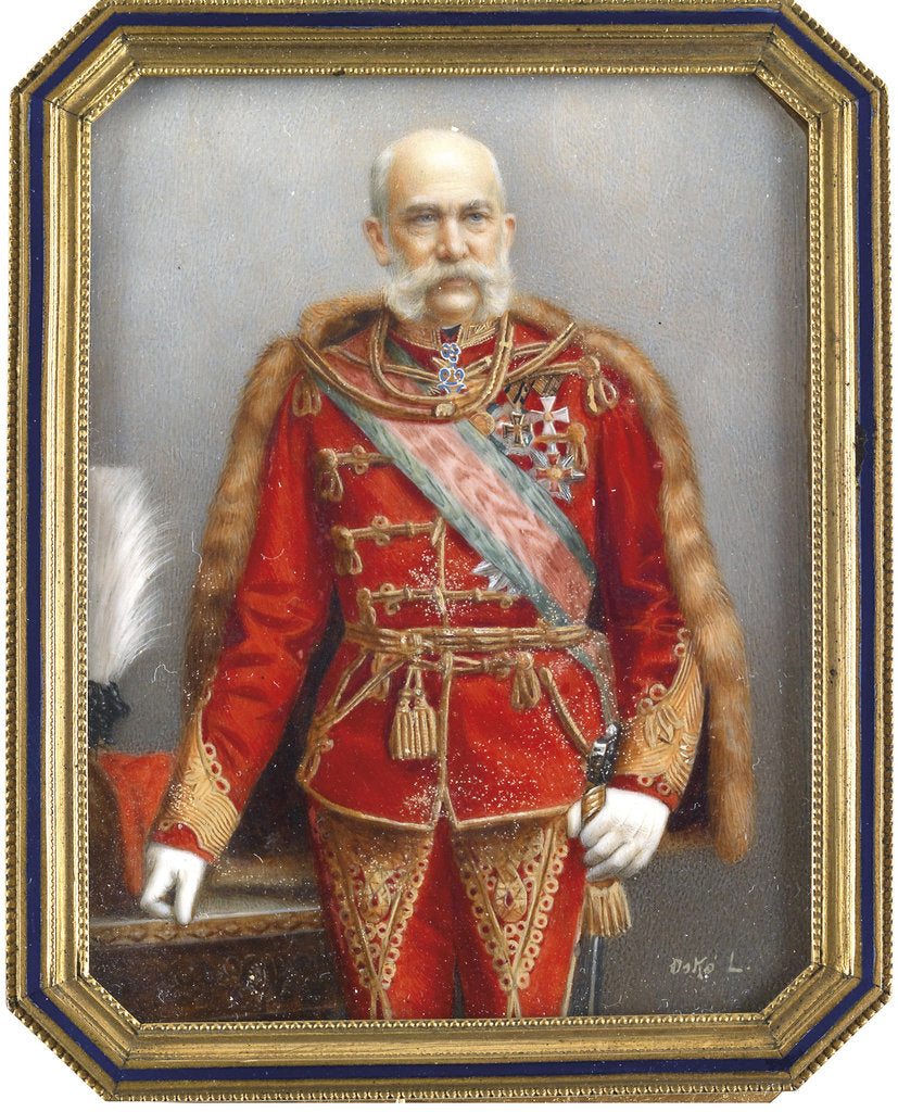 Detail of Portrait of Franz Joseph I of Austria in Hungarian Uniform by Lajos Osko