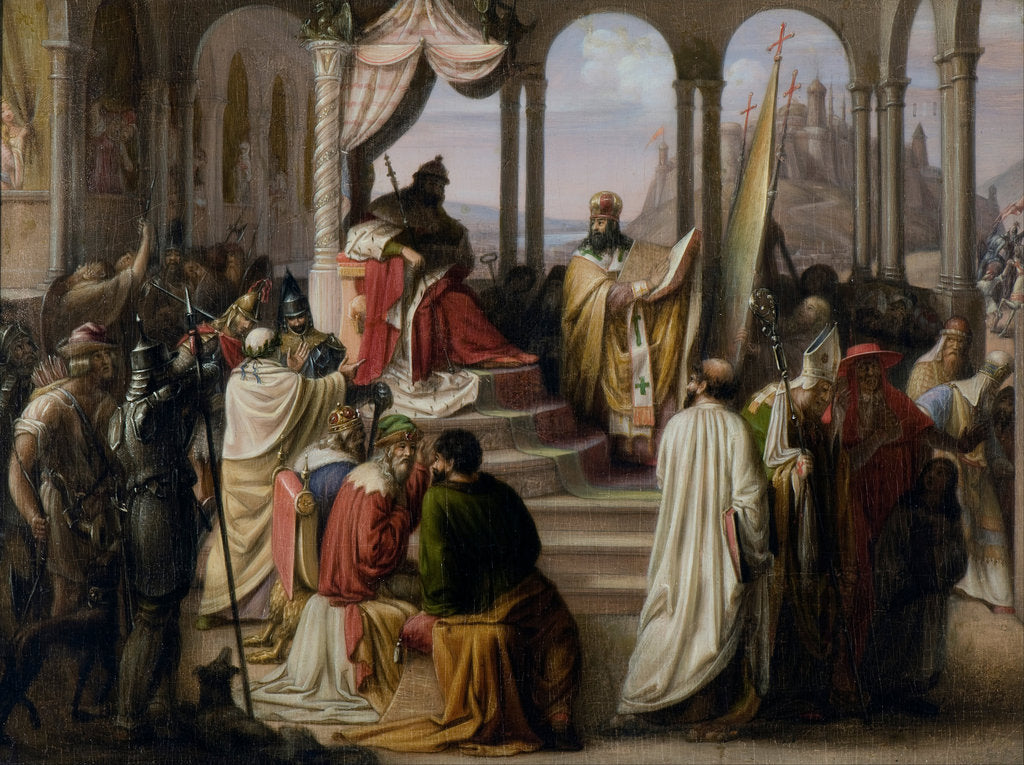 Detail of Prince Vladimir chooses a religion in 988 (A religious dispute in the Russian court), 1822 by Johann Leberecht Eggink