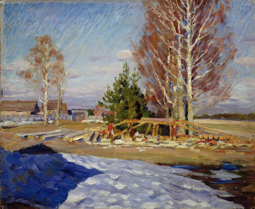 Detail of Spring landscape, 1915 by Sergei Arsenyevich Vinogradov