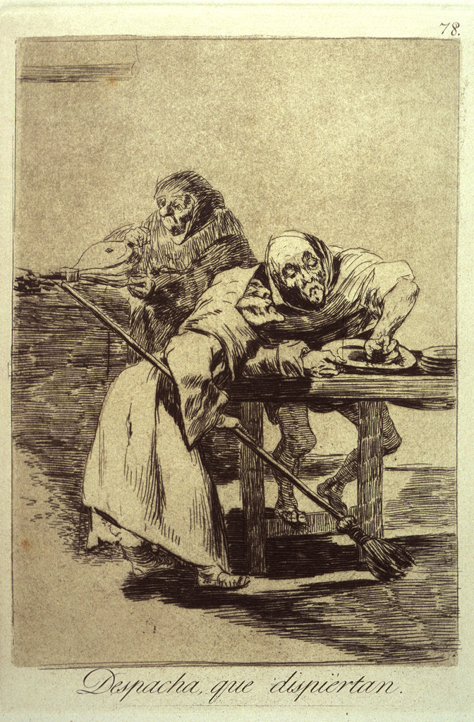 Detail of Despacha Que Dispiertan (Be quick, they are waking up), plate 78 from Los Caprichos, 1799 by Francisco de Goya