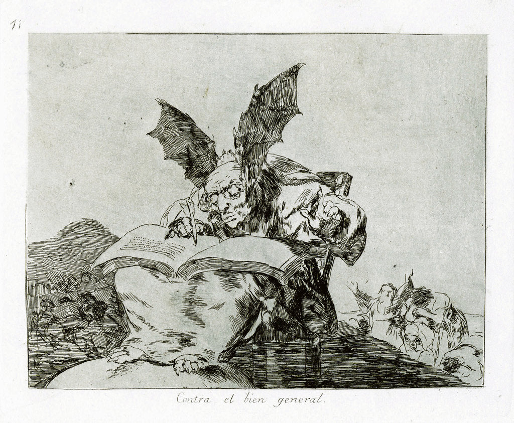 Detail of Contra el bien general (Against the common good) by Francisco de Goya