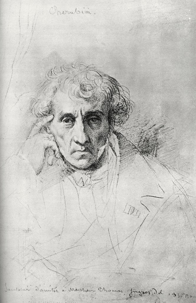 Detail of Luigi Cherubini by Jean-Auguste-Dominique Ingres