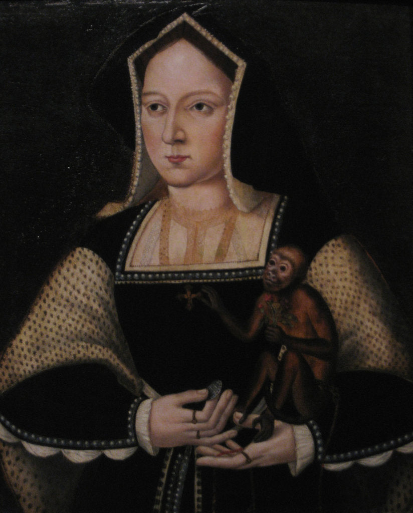 Detail of Portrait of Catherine of Aragon, with her pet monkey (Copy After Lucas Horenbout), ca 1530 by Anonymous