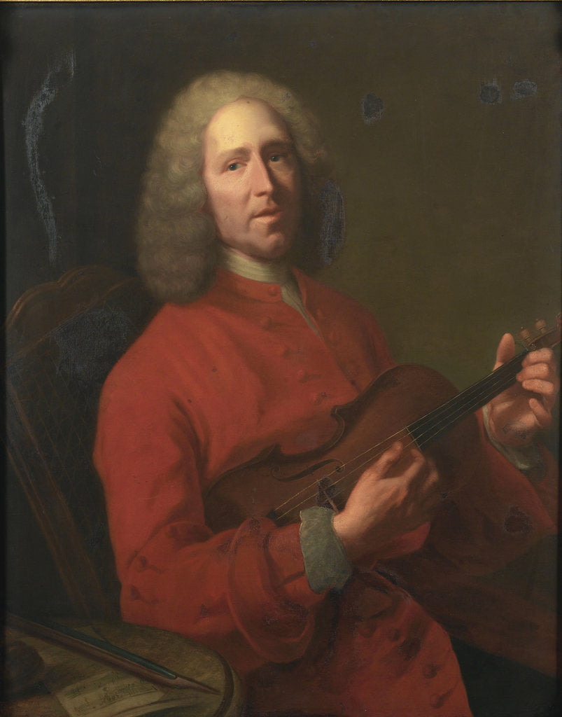 Detail of Portrait of the composer Jean-Philippe Rameau, 1728 by Jacques-Andrè Joseph Aved