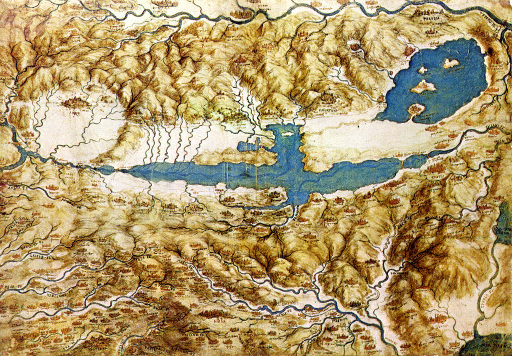 Detail of Topographic View of the Countryside around the Plain of Arezzo and the Val di Chiana, Early16th cen by Leonardo da Vinci