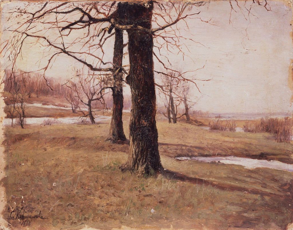 Detail of Spring landscape, 1888 by Sophia Petrovna Kuvshinnikova