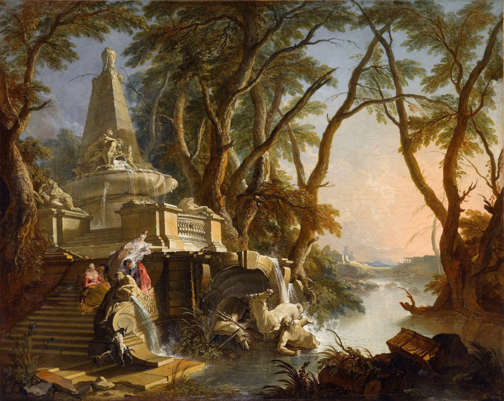 Detail of Imaginary Landscape: The River by Jacques de Lajoue