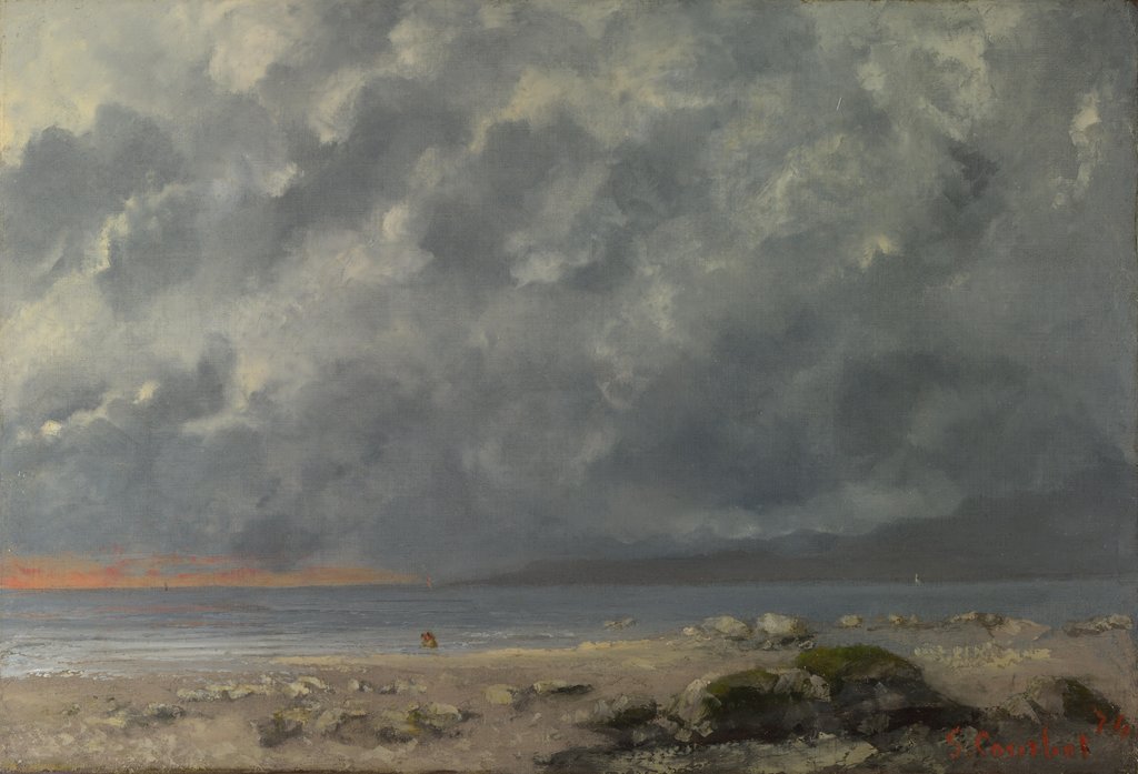 Detail of Beach Scene by Gustave Courbet