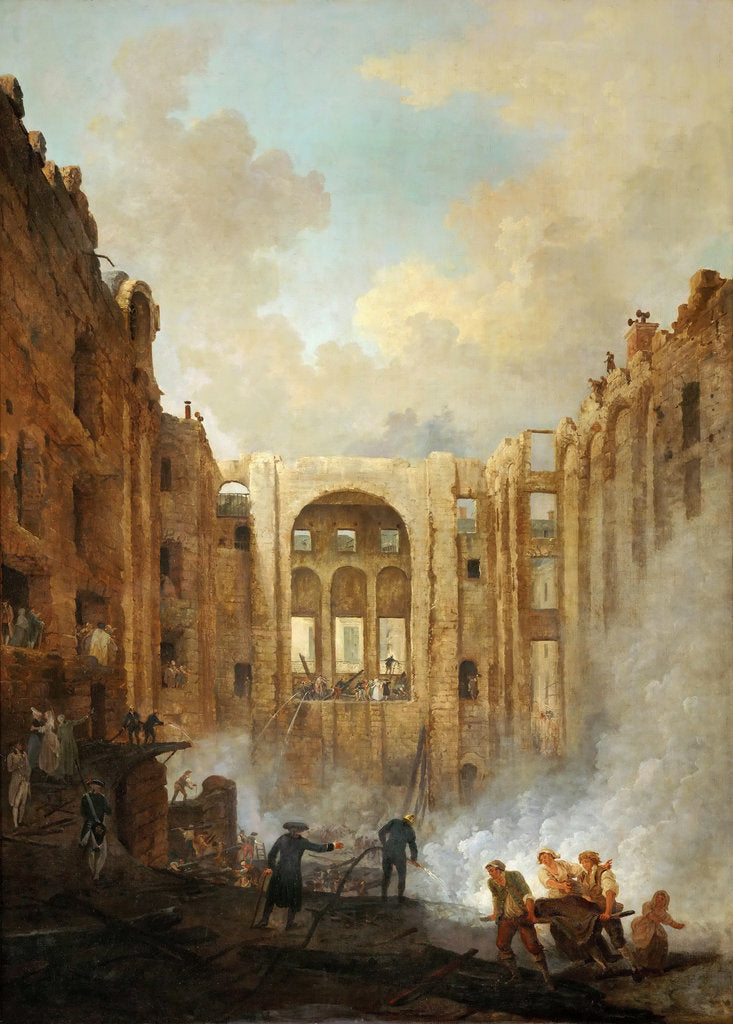 Detail of Fire at the Opera House of the Palais-Royal in 1781 by Hubert Robert