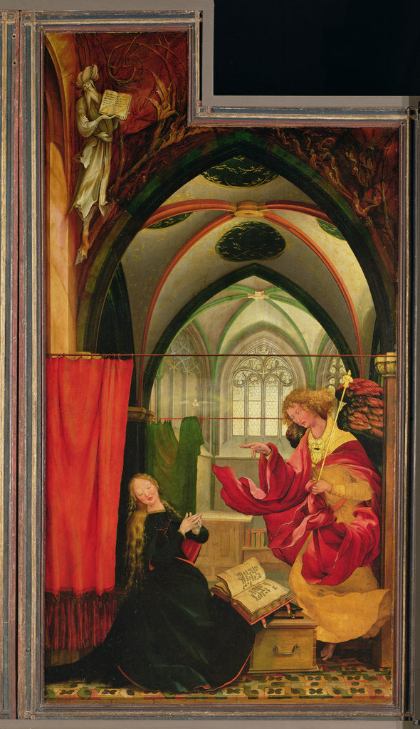 Detail of The Isenheim Altarpiece. Left wing: Annunciation by Matthias Grünewald