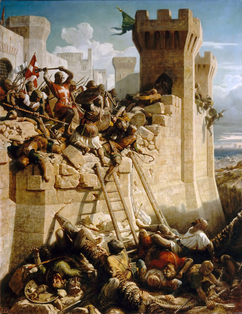 Detail of Guillaume de Clermont defending the walls at the Siege of Acre, 1291 by Dominique Papety