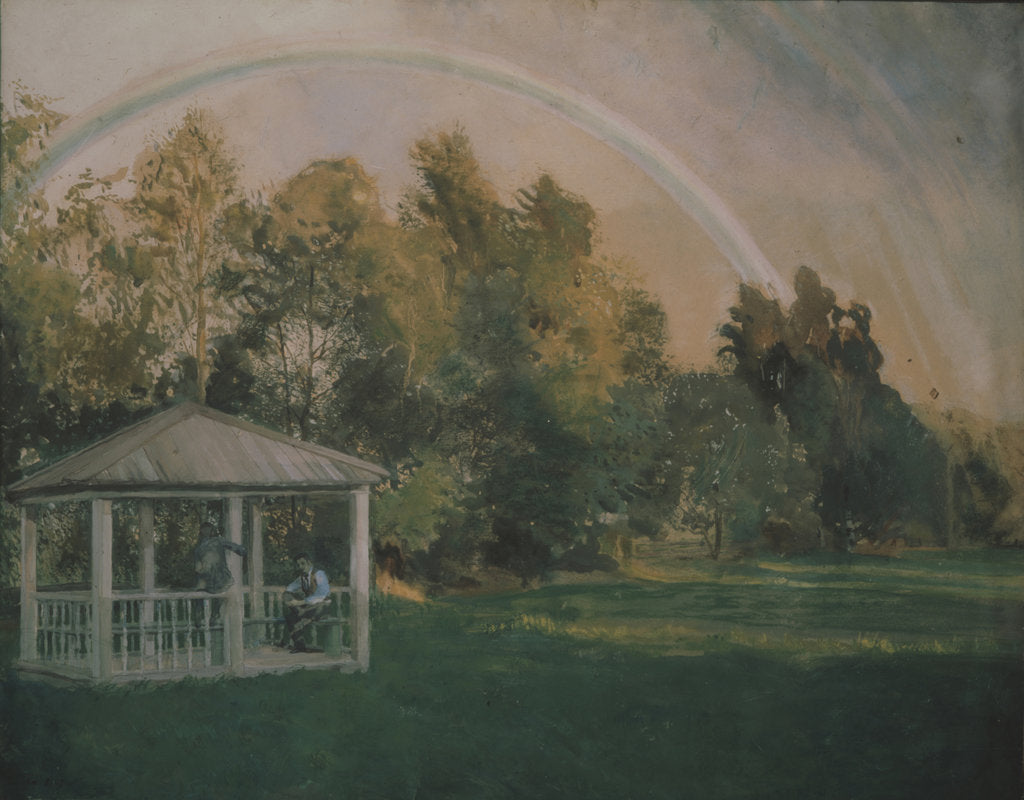 Detail of Landscape with a rainbow by Konstantin Andreyevich Somov