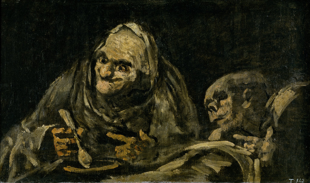 Detail of Two Old Men Eating Soup (The Witchy Brew) by Francisco de Goya