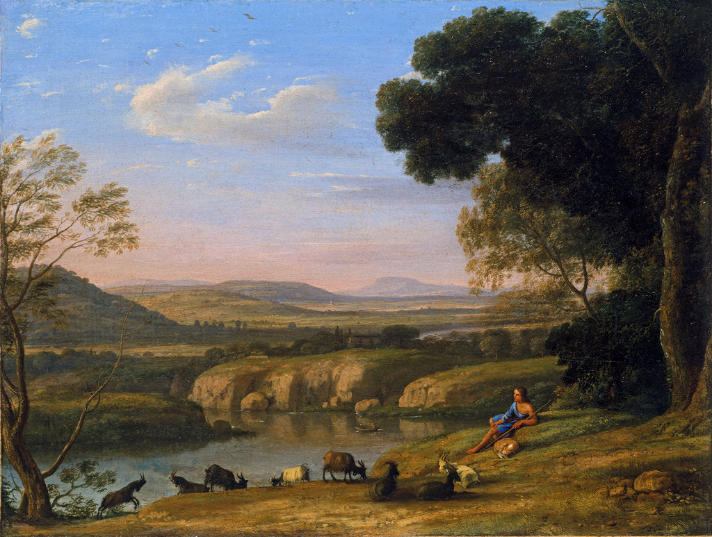 Detail of River landscape with Goatherd by Claude Lorrain