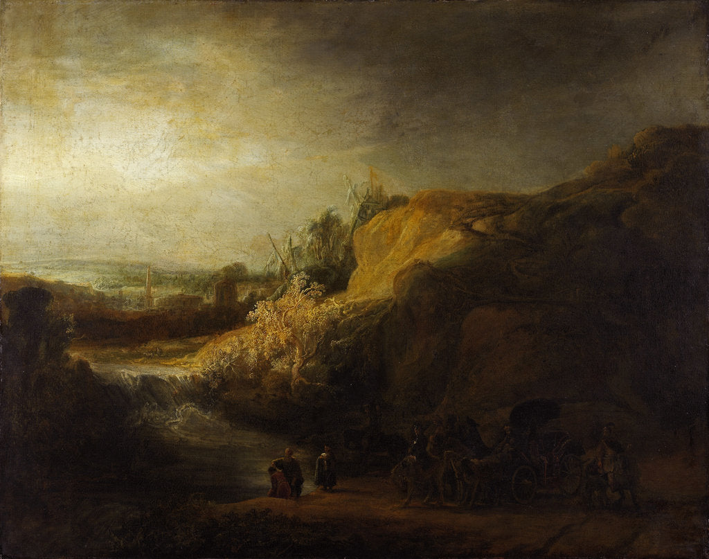 Detail of Landscape with the baptism of the Eunuch by Rembrandt van Rhijn