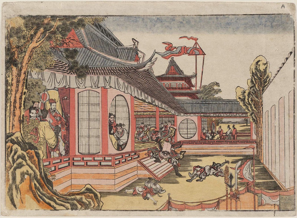 Detail of Fan Kuai and the Banquet at Hongmen (Hankai Komon no kai no zu) by Katsushika Hokusai