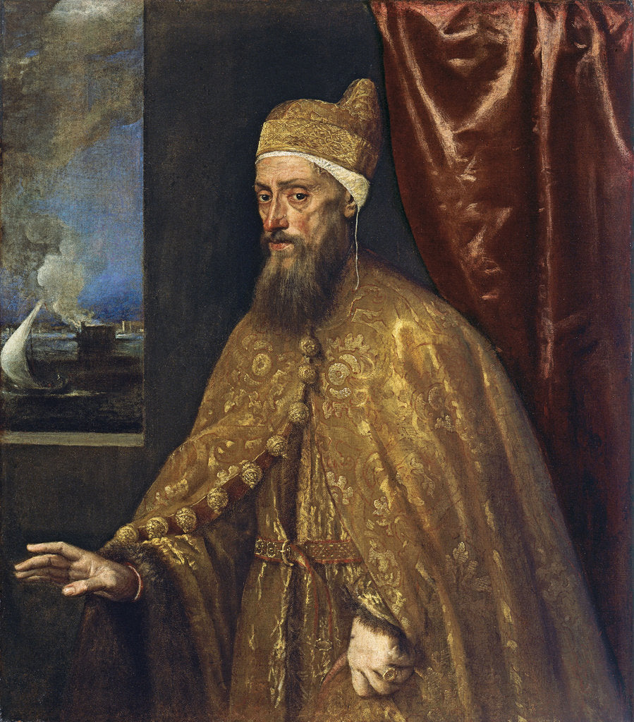 Detail of Portrait of Doge Francesco Venier by Titian