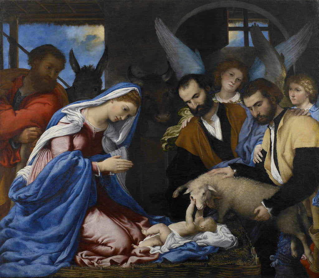 Detail of The Adoration of the Shepherds by Lorenzo Lotto