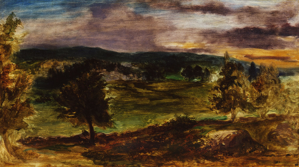 Detail of Landscape at Champrosay by Eugène Delacroix