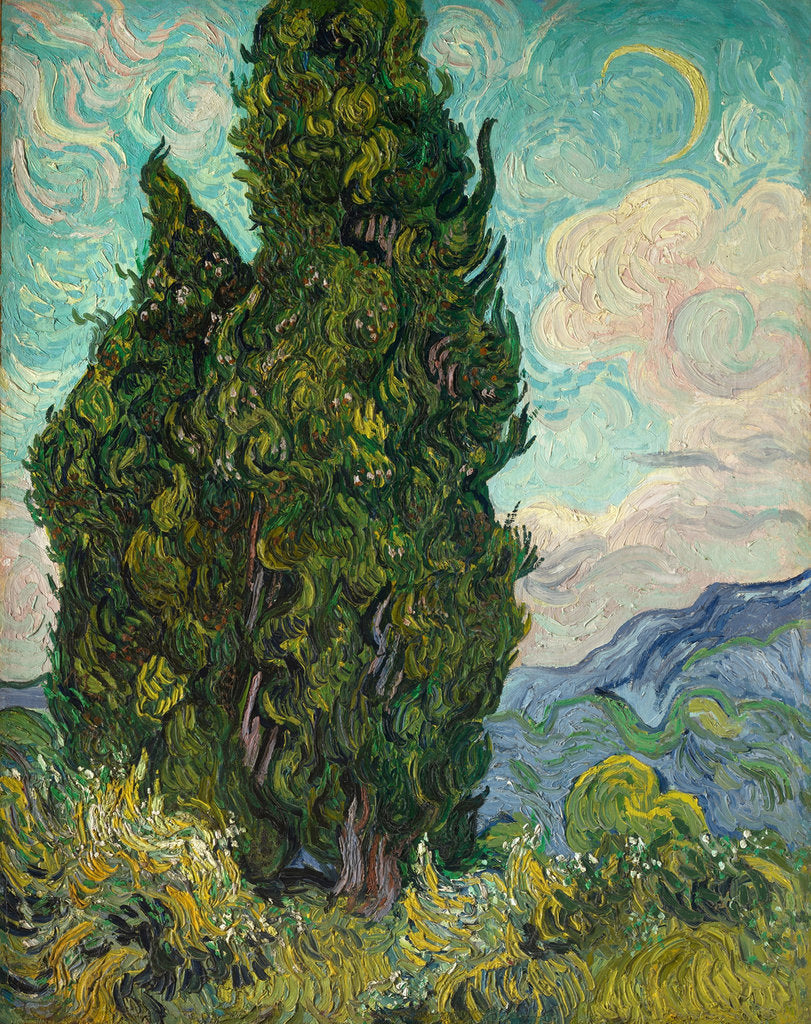 Detail of Cypresses by Vincent van Gogh