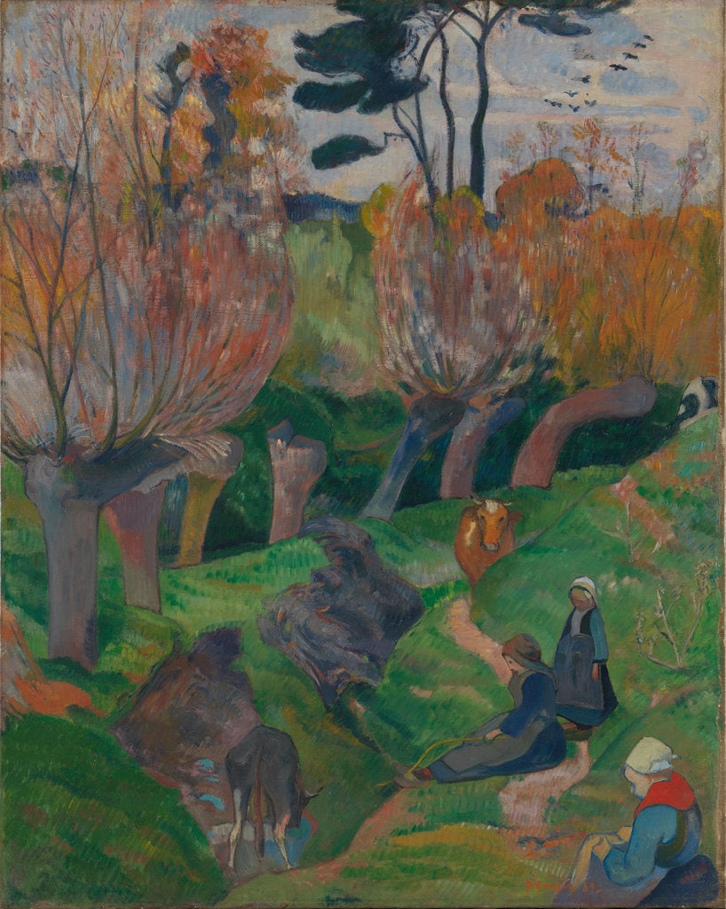 Detail of Brittany Landscape with cows by Paul Eugéne Henri Gauguin