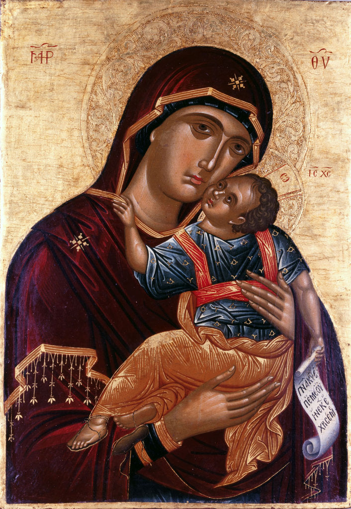 Detail of Our Lady of Tenderness (The Virgin Eleusa) by Greek icon